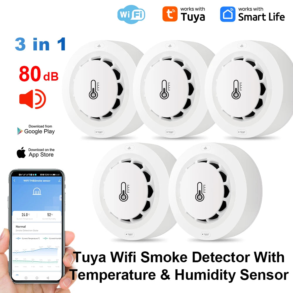 Smoke Detector Temperature Humidity Alarm