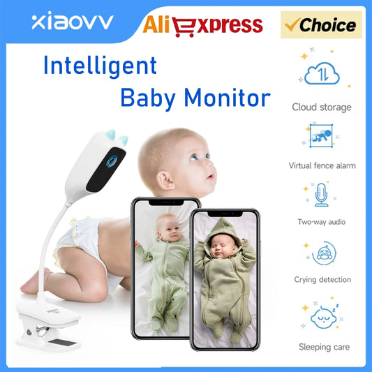 4MP XIAOVV  Video Baby Monitor Cry Detection Full Color Night Vision 360 Degree Rotating Two-way audio WiFi Indoor infant Camera