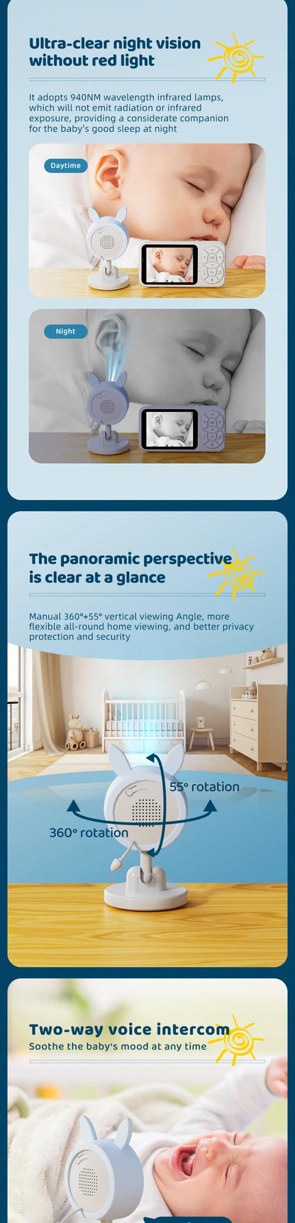 DANMINI WireLess Night light baby monitor