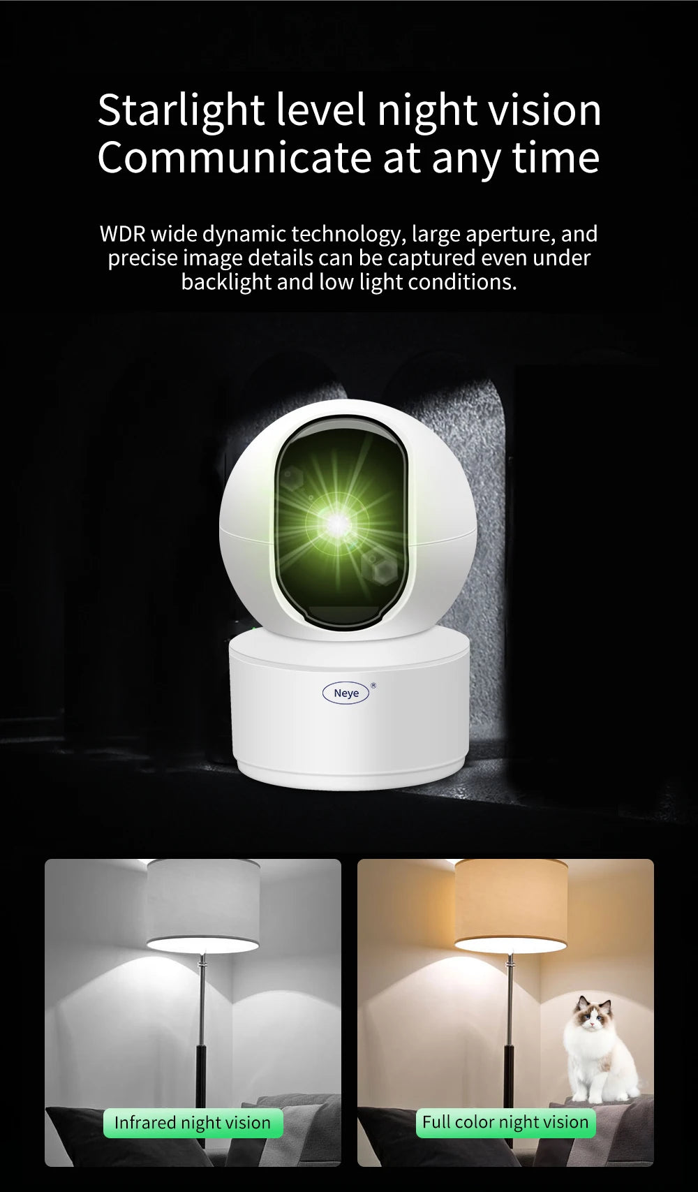 Caméra de surveillance WiFi à vision nocturne