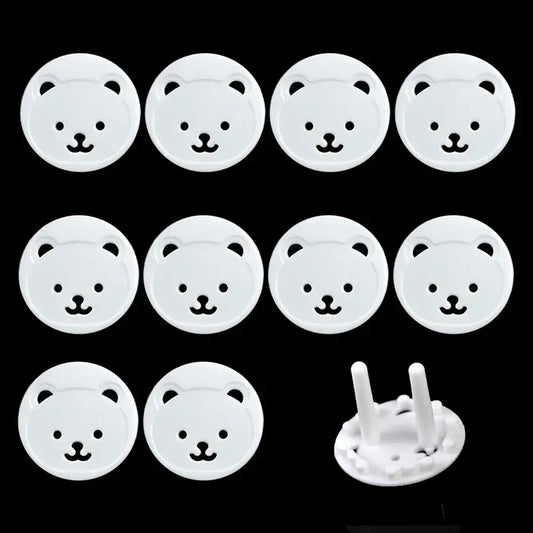 10pcs Plugs Protector Covers EU Power Socket Protection Cover Bear Thickened Kids Safety Electrical Outlet Anti Electric Shock