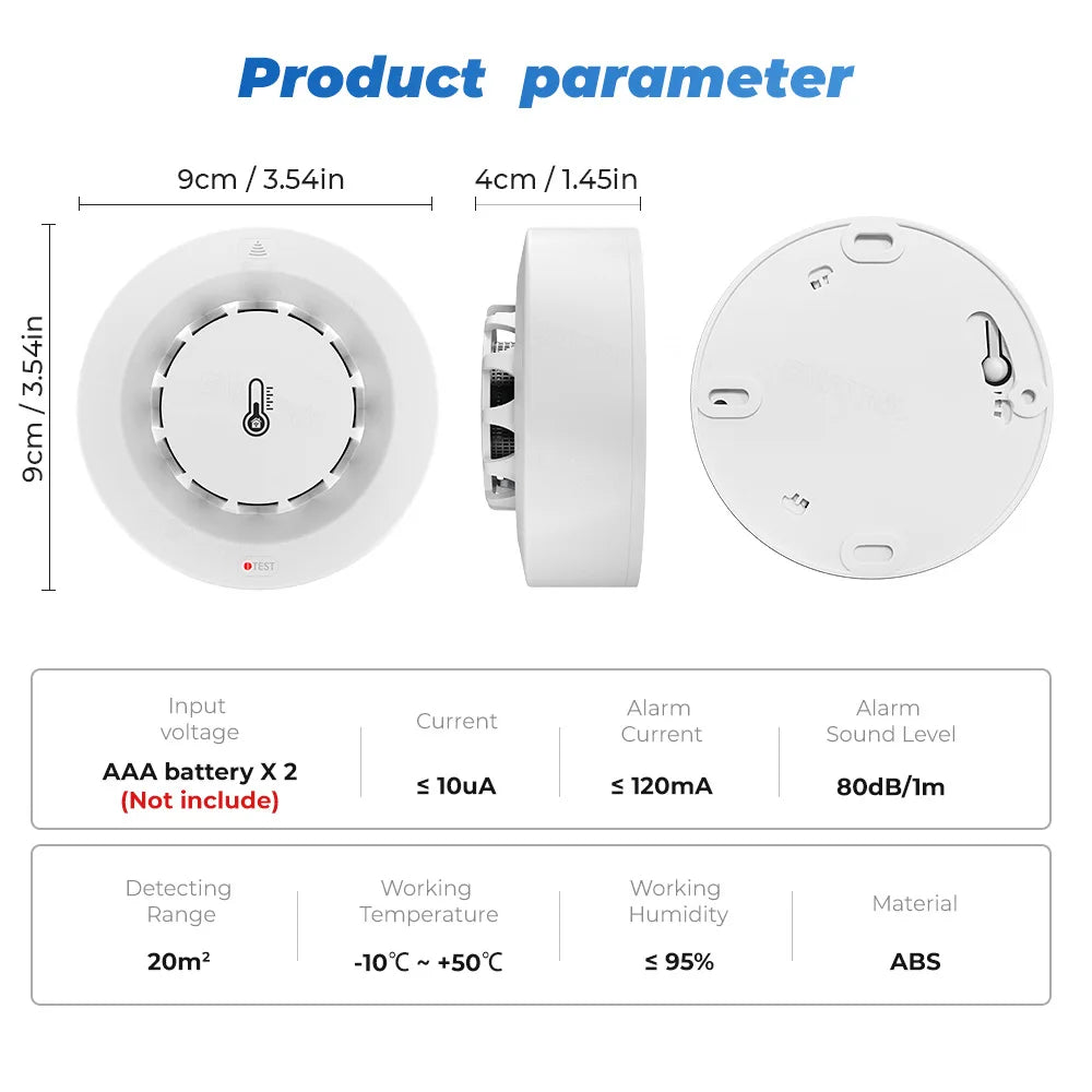 Smoke Detector Temperature Humidity Alarm