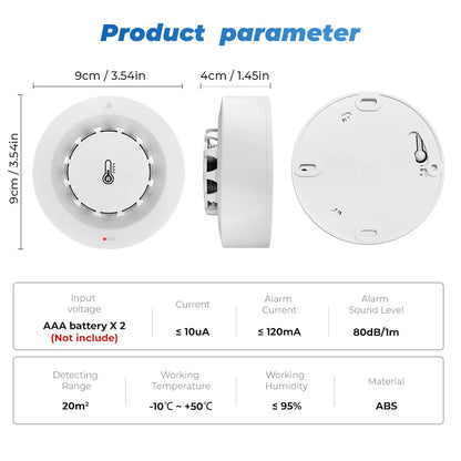 Smoke Detector Temperature Humidity Alarm