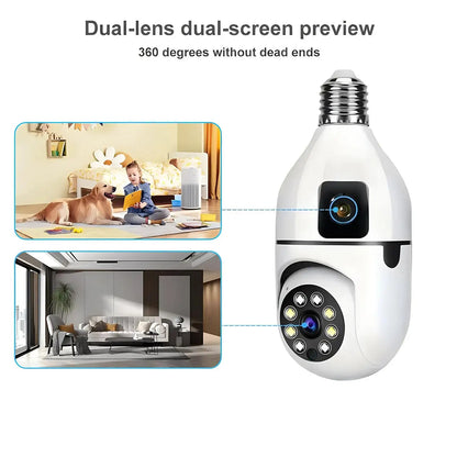 Dual Lens Bulb WIFI Security Camera
