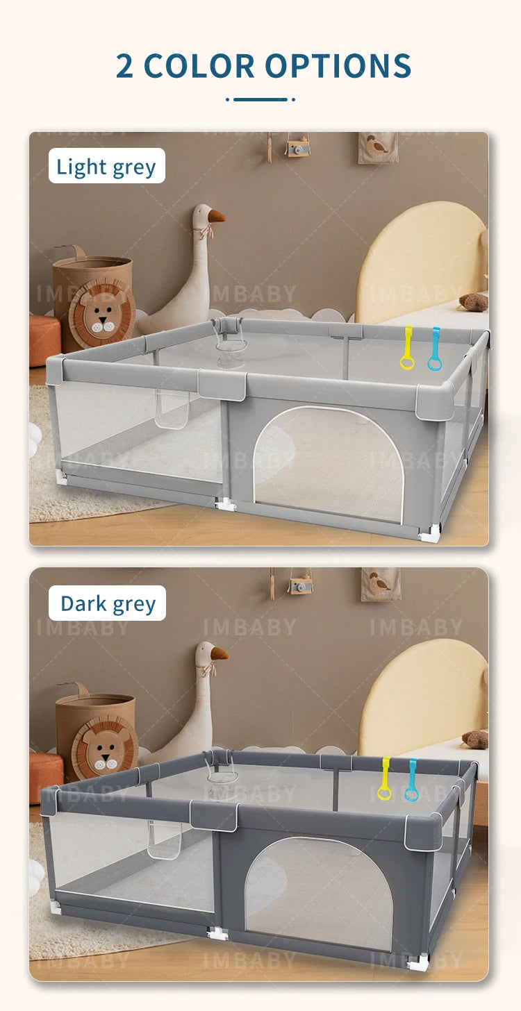 IMBABY Baby Playpens Light Gray Corralito for Baby Playground with Pull Ring Child Safety Barrier Fence Ball Box Game Playpen