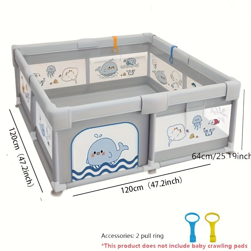 Large Playpen With Pull Ring, Playpen With Gate Safety Fence, Indoor And Outdoor Activity Centre With Non-slip Base