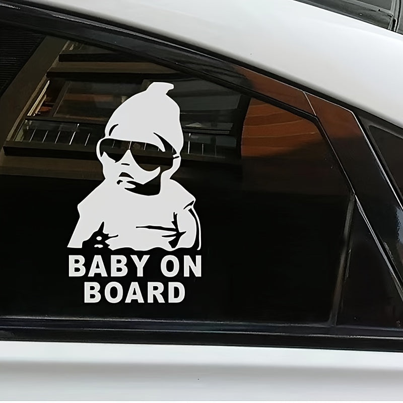 Reflective 'Baby on Board' Car Decal - Cartoon Vinyl Sticker for Child Safety, Easy Apply Exterior Accessory