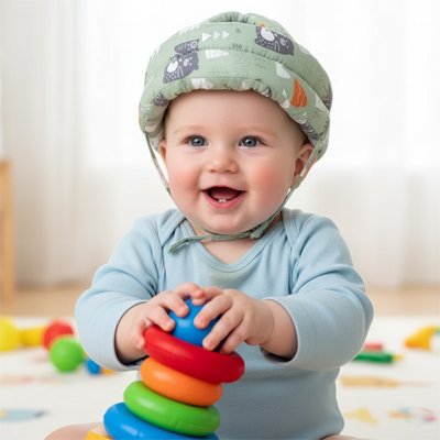 Casque bebe vert