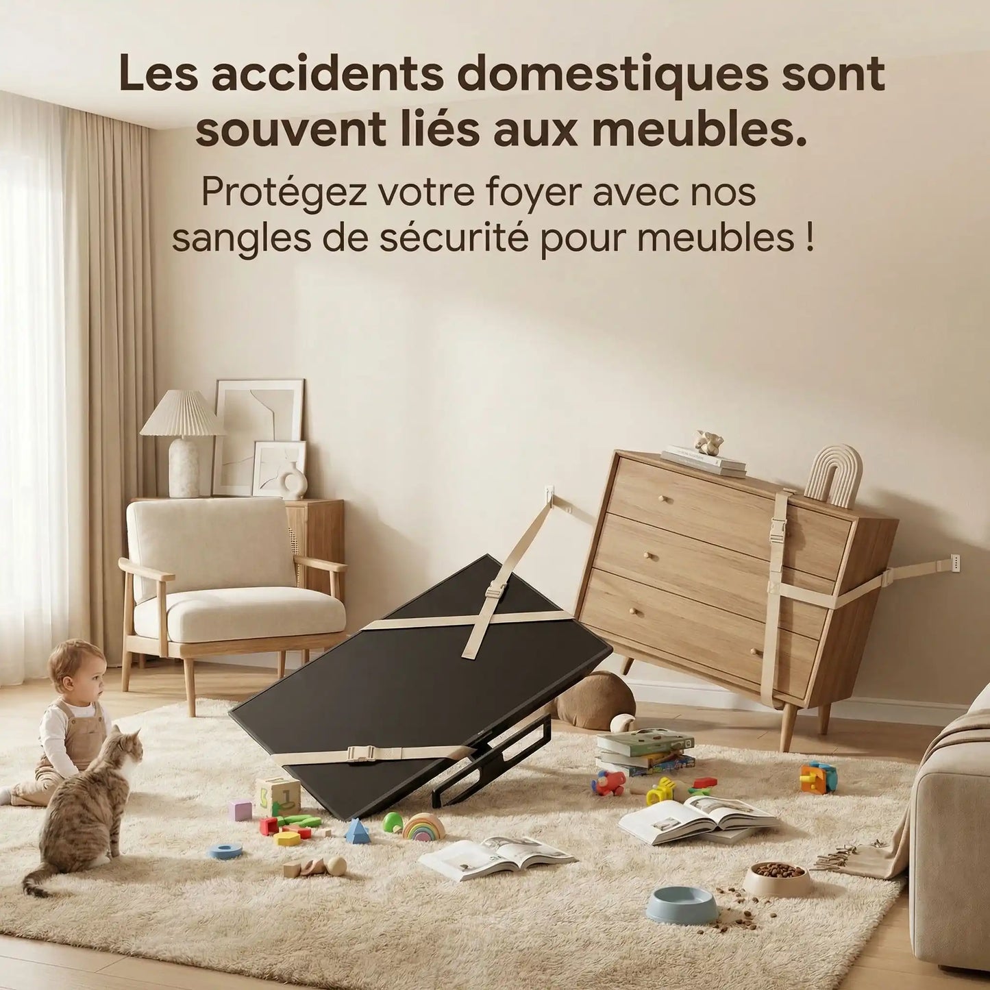 Sangles de sécurité réglable TV